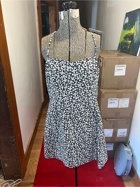 French Connection Black Dress with Monochrome Strap Detail